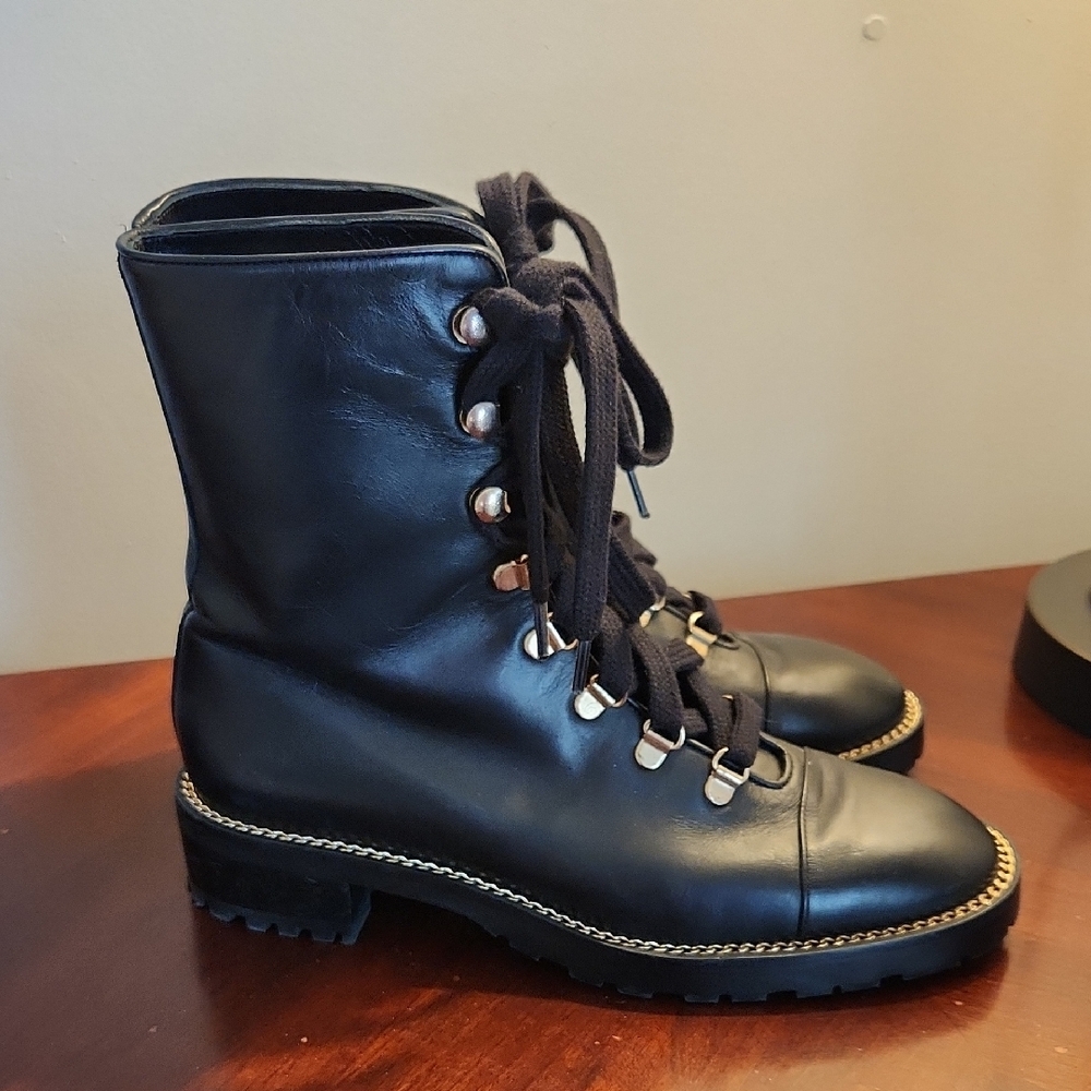 Stuart Weitzman Kolbie Black Combat Boots